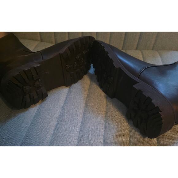 NWOT Black Wide Calf Fall Boots Sherpa Lined Womens size 10 Zipper Dark Academia - Picture 3 of 5